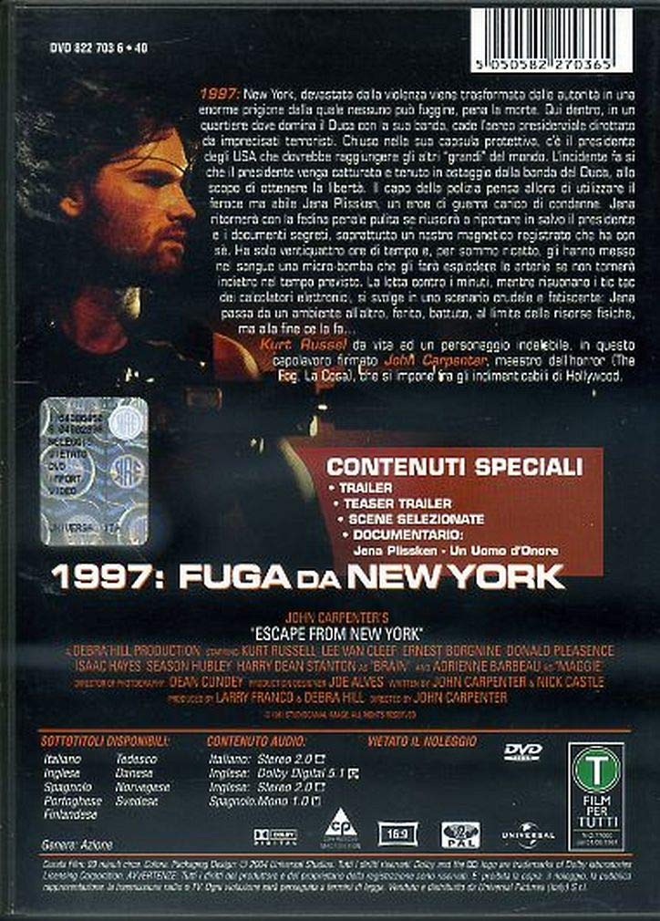 1997:FUGA DA NEW YORK UN FILM DI JOHN CARPENTER DVD USATO M/M