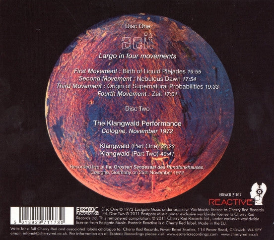 TANGERINE DREAM ZEIT 2CD NUOVO